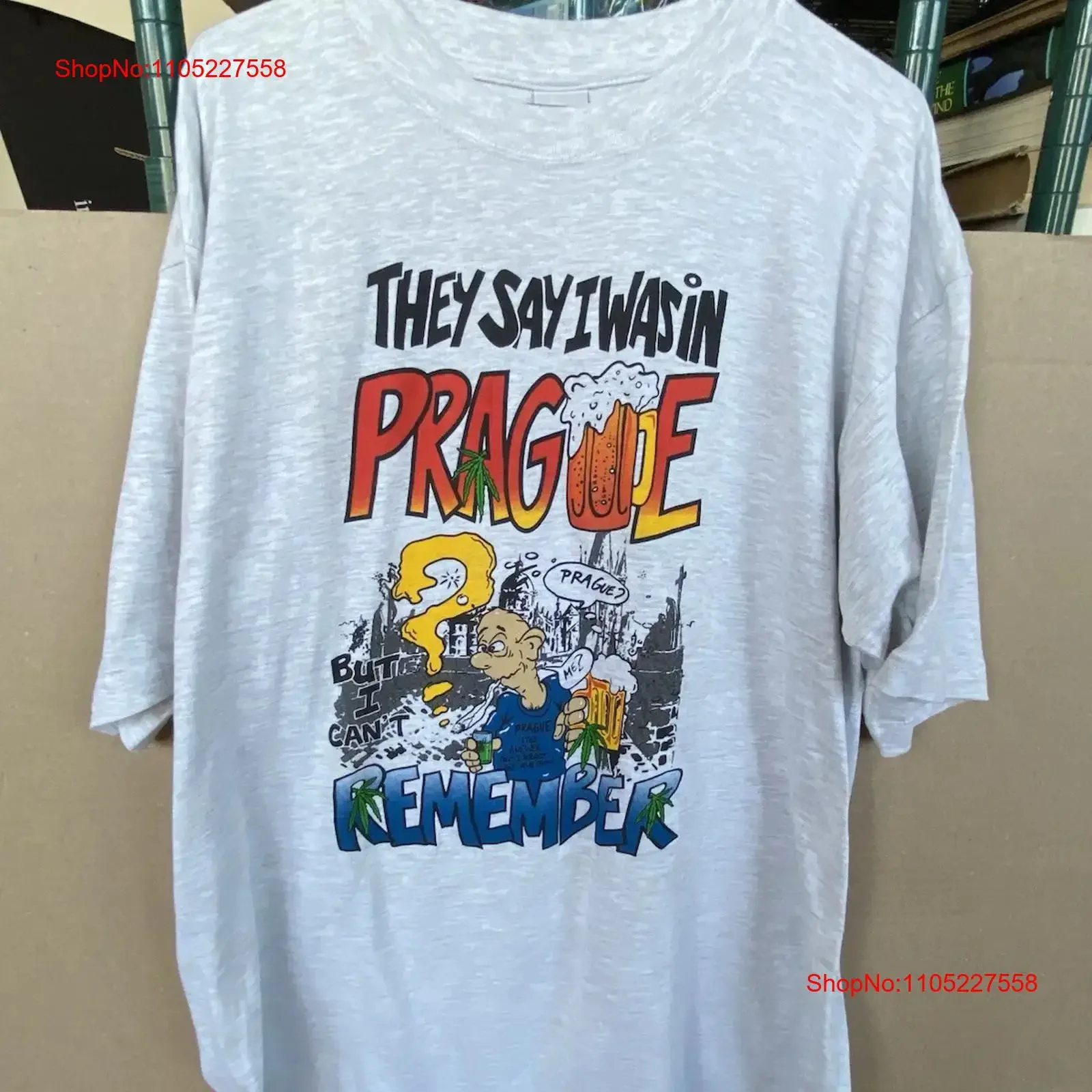 Vintage Prague Czech Republic They Say I Was in T Shirt Men's Size 2XL vintage Washed homme fashion Versatile Breathable
