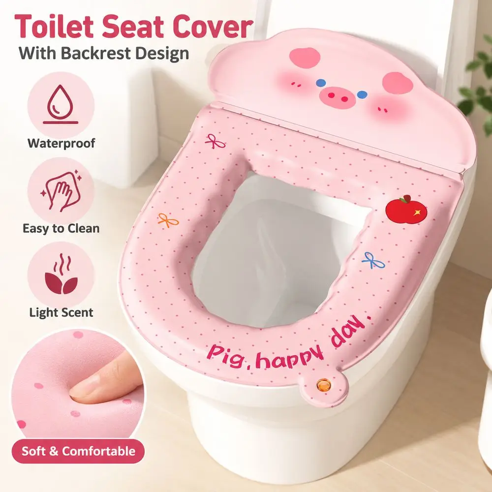 Cartoon Animal Toilet Seat Cushion Waterproof Washable Toilet Lid Cover With Backrest Aromatherapy Toilet Seat Pad Bathroom