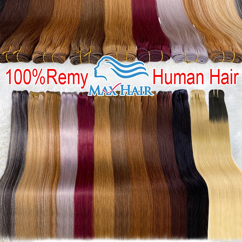 Pacotes de cabelo humano cor piano, 30 ", 100g, Super Natural, 100% suave, reto, extensões de trança, estilo rápido