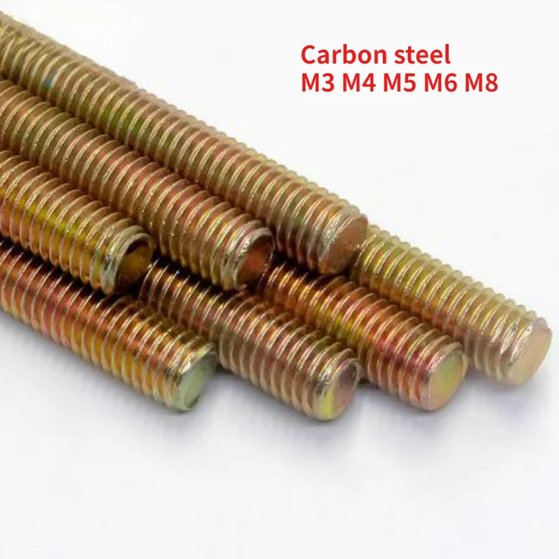 M3 M4 M5 M6 M8 Color Zinc Plating Carbon Steel Full Threaded Rod Metric Thread Rods Bar Screw Stud Tooth Stick L 10-80mm