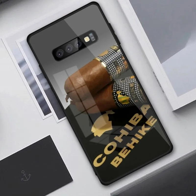 C-COHIBA Luxury Phone Case for Samung S23 S22 S21 Pro Ultra A13 A33 A53 NOTE 20 PC Glass Cover Funda Shell