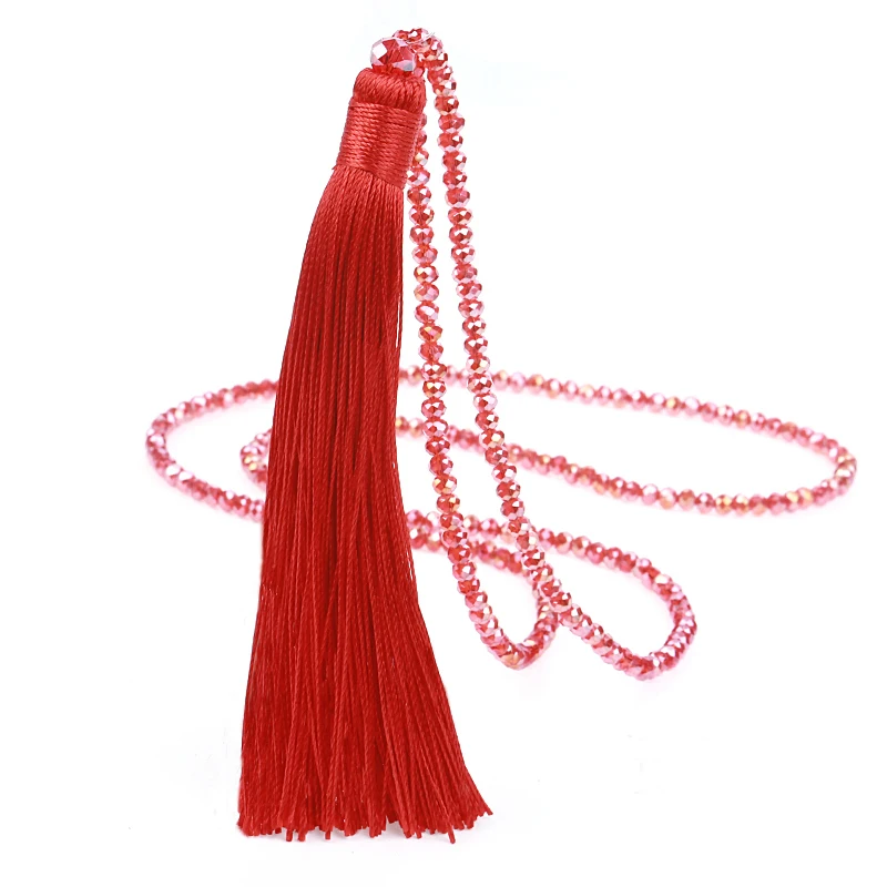 Fashion Bohemian Long Tassel Pendant Necklace For Women Fashion Brand Jewelry Fringe Crystal Beads Collier Femme Necklace Bijoux