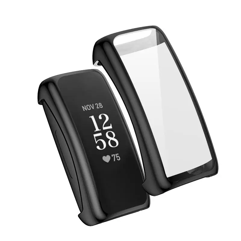 Compatible with Fitbit Inspire 2 screen protector case TPU + tempered glass, anti-scratch and anti-collision