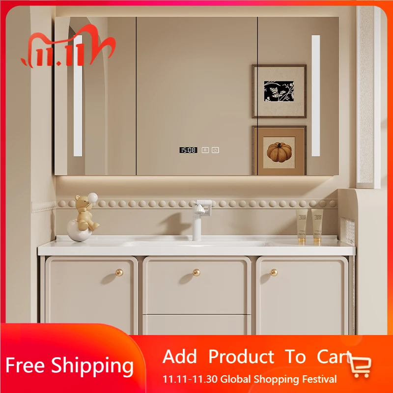 الفرنسية مغسلة الحمام بالباطل الحديثة خمر الغرور ضوء الحمام بالباطل مرآة تخزين Mobiletto Bagno أثاث المنزل #1