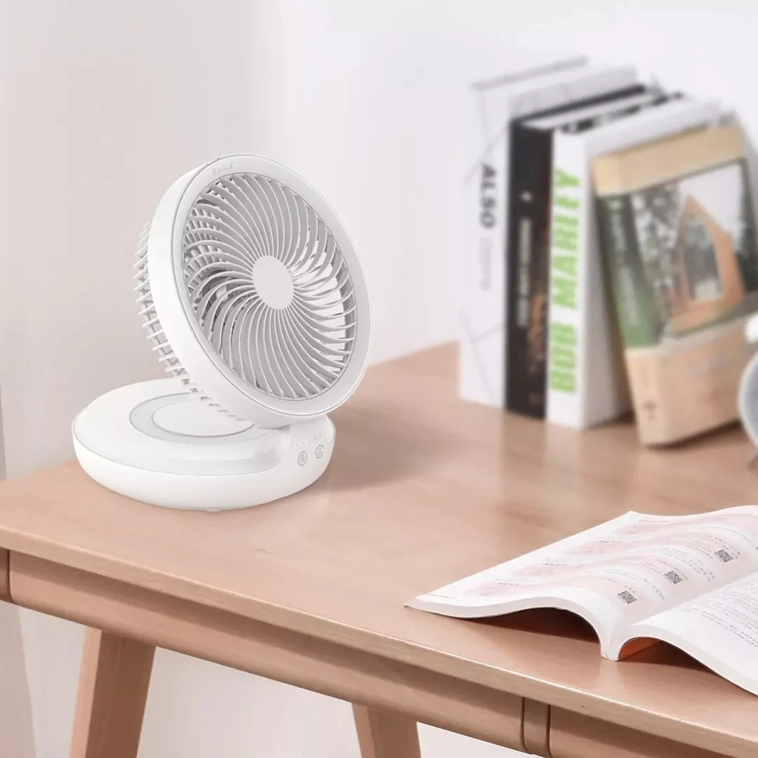 Edon E808 Wireless Suspended Air Circulation Fan USB Rechargeable Folding Electric Fan Night Light Touch Control 4 Wind Speed