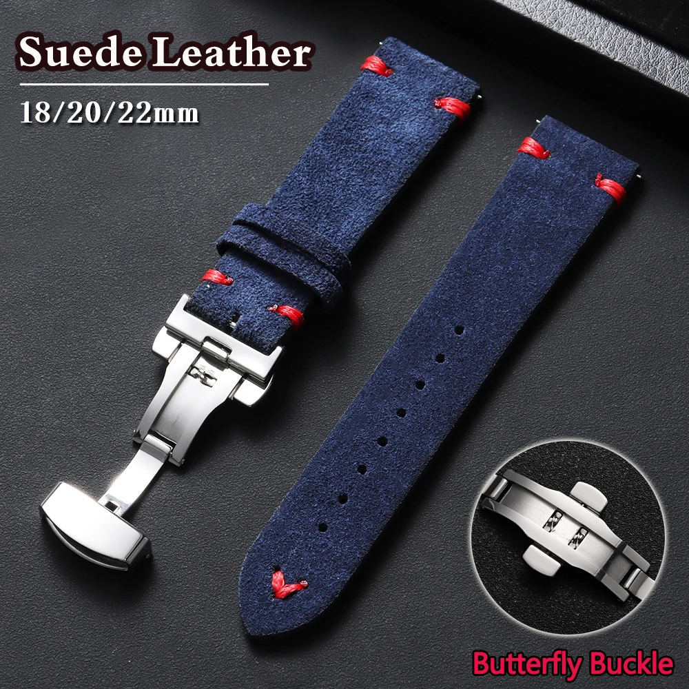 Suede Leather Watch Strap 18mm 20mm 22mm for Samsung Watch4/5/6/7 40mm 44mm Classic for Huawei GT6/5/4 Watch Universal Bracelet
