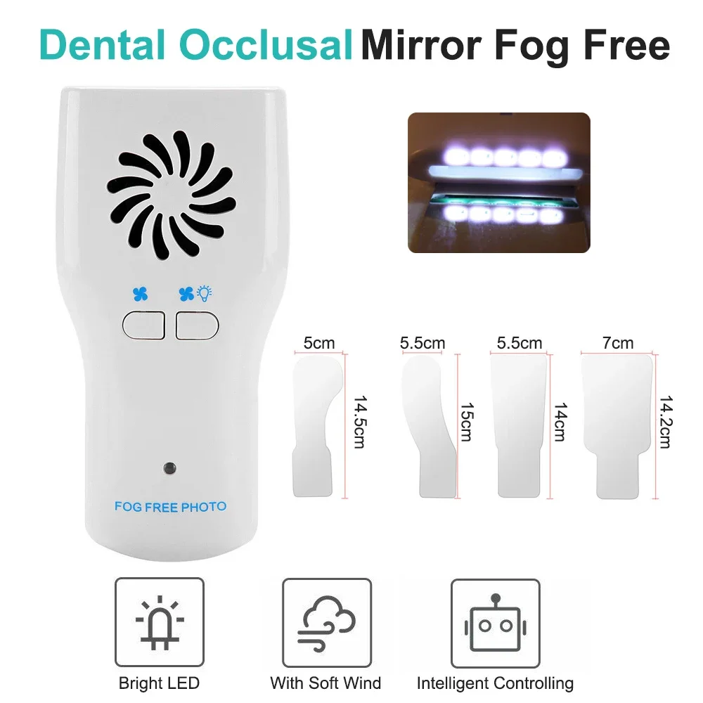

With 5 LED Lighting Dental Occlusal Mirror Fog Free Intelligent Controlling Anti-fog Mirror Handle Stainless Steel Mirror Tools