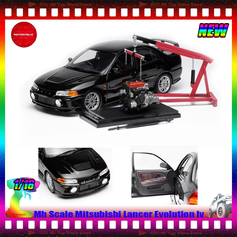 

New Stock Mh 1:18 Scale Mitsubishi Lancer Evolution Iv Diecast Alloy Miniature Car Model Custom Toy Gift Simulation Play Vehicle