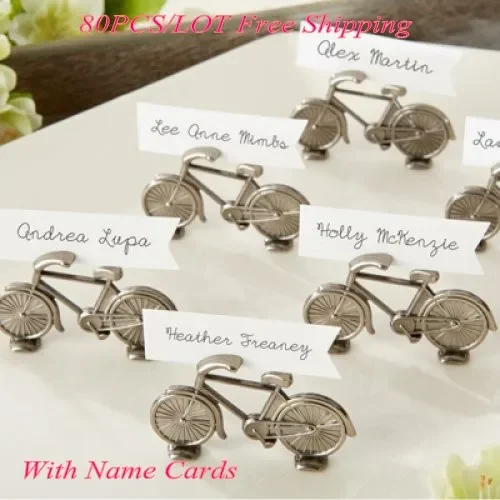 80Pcs/Lot Antique Photo Holder Wedding Gift of Bicycle Place Card Holders For Party Decoration Favors and Guest Seat Name Holder