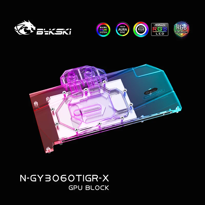 Bykski N-GY3060TIGR-X GPU 워터 블럭, GALAX GeForce RTX 3060TI GAMER OC 비디오 카드용 / 구리 냉각 라디에이터 RGB SYNC 지원