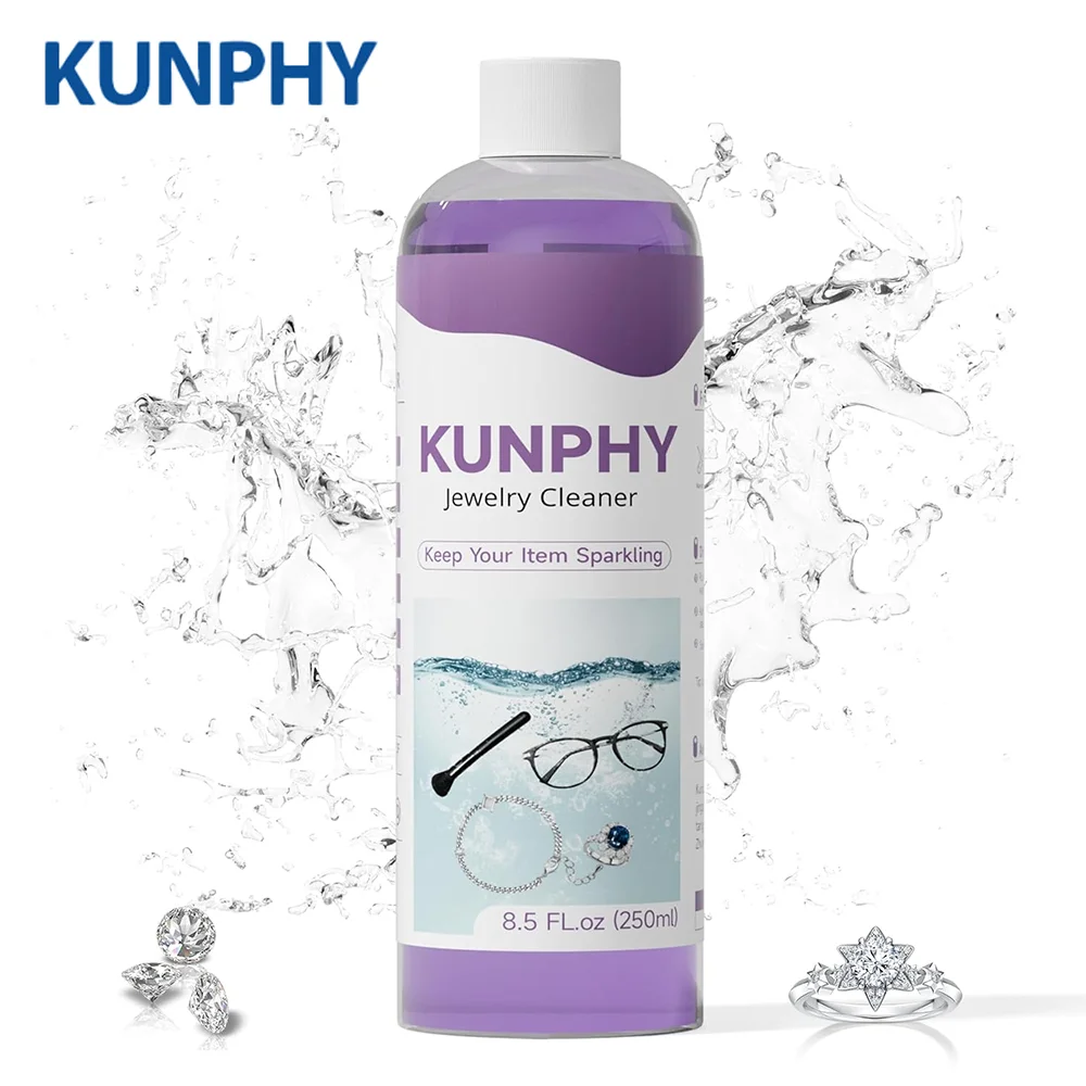 

Kunphy Jewelry Cleaner Solution 250ml for Gold Silver Glasses Watch Rings Diamond Polishing Remove for Ultrasonic Machine