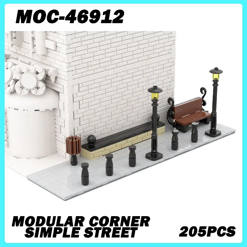 MOC-46912 mikro architektura modułowy narożnik proste klocki uliczne, DIY Model cegły Puzzle zabawki cegły prezenty urodzinowe