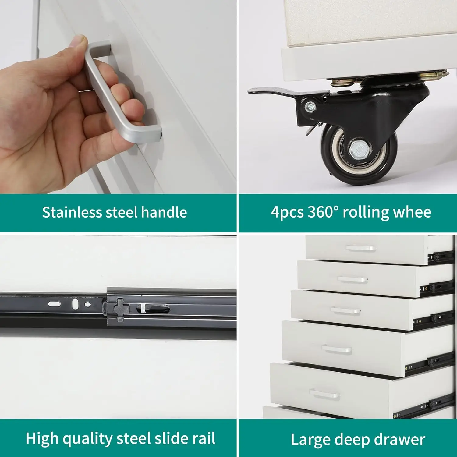 Armoire mobile pour assistant dentaire, Alabama, chariot utilitaire, 7 MELWith Handle, facile à nerver et à repousser Blanc