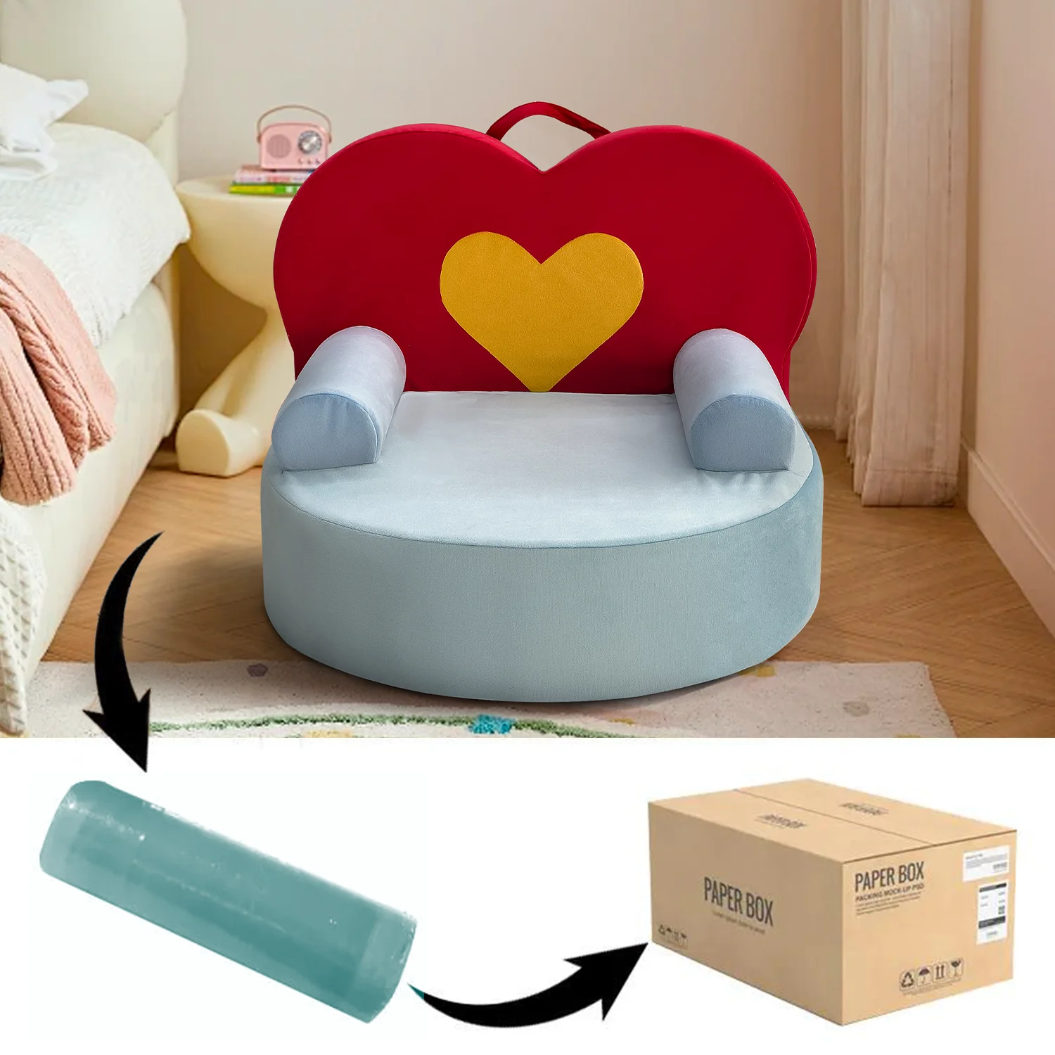 

Прекрасный детский односпальный диван, современный дизайн, татами, мягкий ленивый стул для чтения, спальня или гостиная, изготовлен из пенопласта