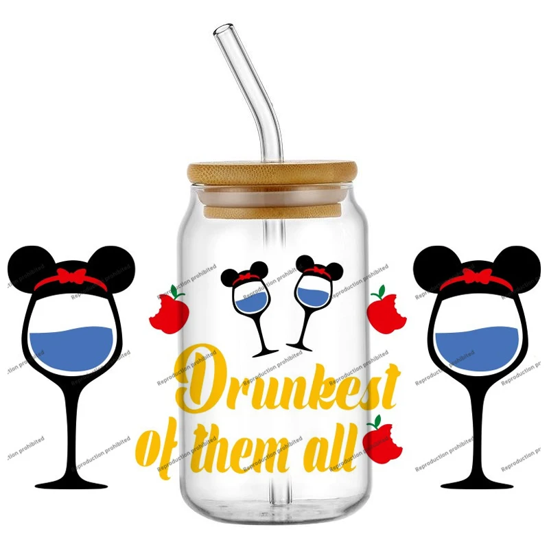 

Trendy Disney Princess Drinking Cartoon UV DTF 16oz Libbey Cup 3D Sticker Glass Can Mug Car Decals Craft DIY Birthday Gift