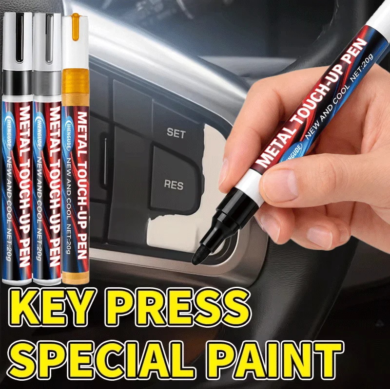 Car Button Paint Repair Pen - Black Plastic Touch-Up Pen for Auto Interior Scratch & Color Restoration