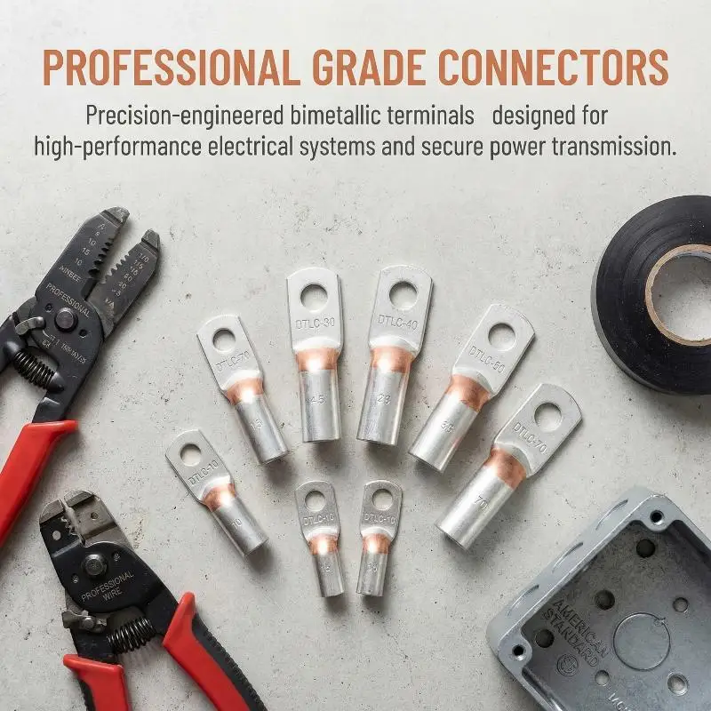 Tubular Cable Lug DTLC Series 5Pcs Electrical Wire Screw Connection for Fast and Firm Electrical Circuit Setups