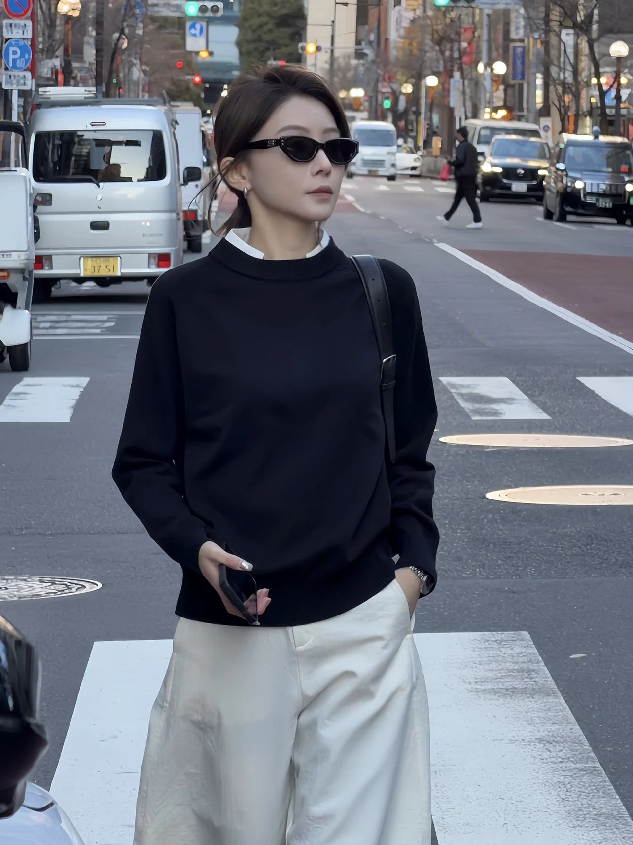 

Faionable Layered Knitted Top Color Blo Hepburn Sle Spring New Arrival Fake Two-Piece Soft Polyester Blend Long Sve ...