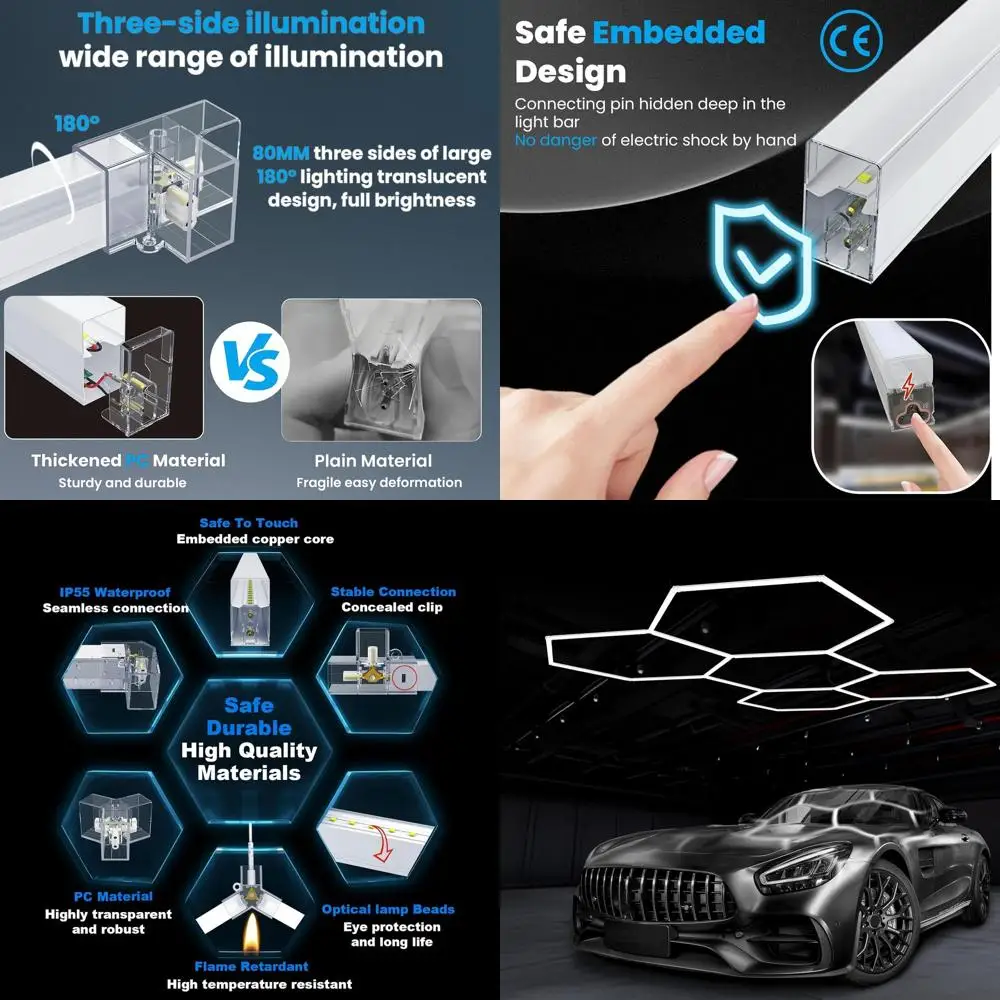 

High-Luminance 5-Grid 220W LED Ceiling Light, 26400LM, 6500K, Ideal for Garages, Barbershops, and Basements