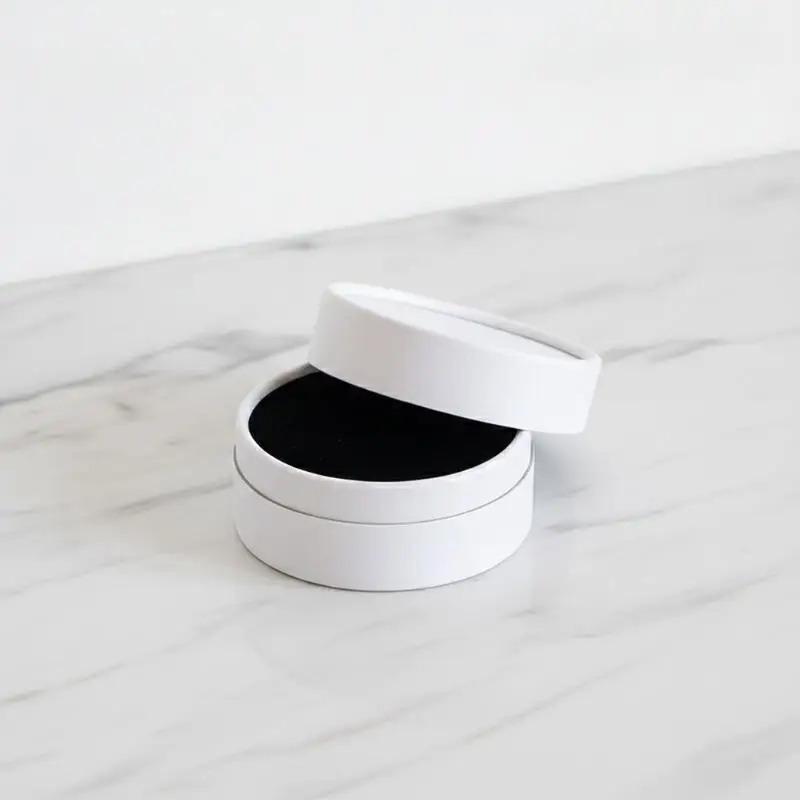Runde Schmuckbox mit Fächern für Ohrringe, Papier-Schmuckbox, minimalistisch, für Festivals, tägliche Aufbewahrung zu Hause, Geschenkideen. – Detail 4
