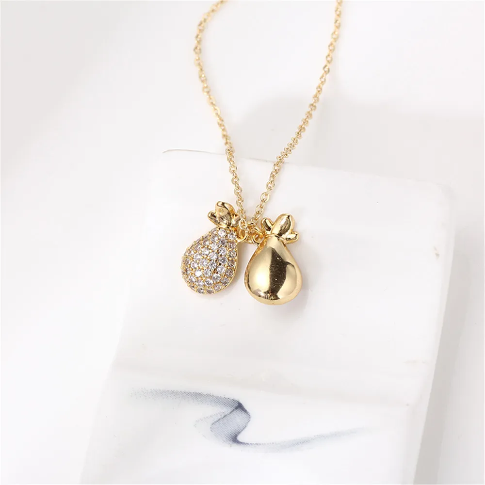 Domestic 14k Gold Plating Gold Color Retention Money Bag Pearl Necklace Pendant DIY Accessories Fashionable