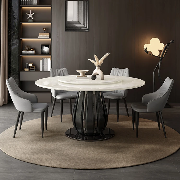 Marble dining table round household, imported custom luxury stone dining table