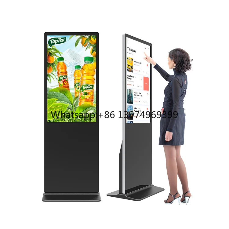 55 Inch Indoor Floor Stand Touch Kiosk Super Slim Advertising Display Totem Lcd Digital Signage and Displays