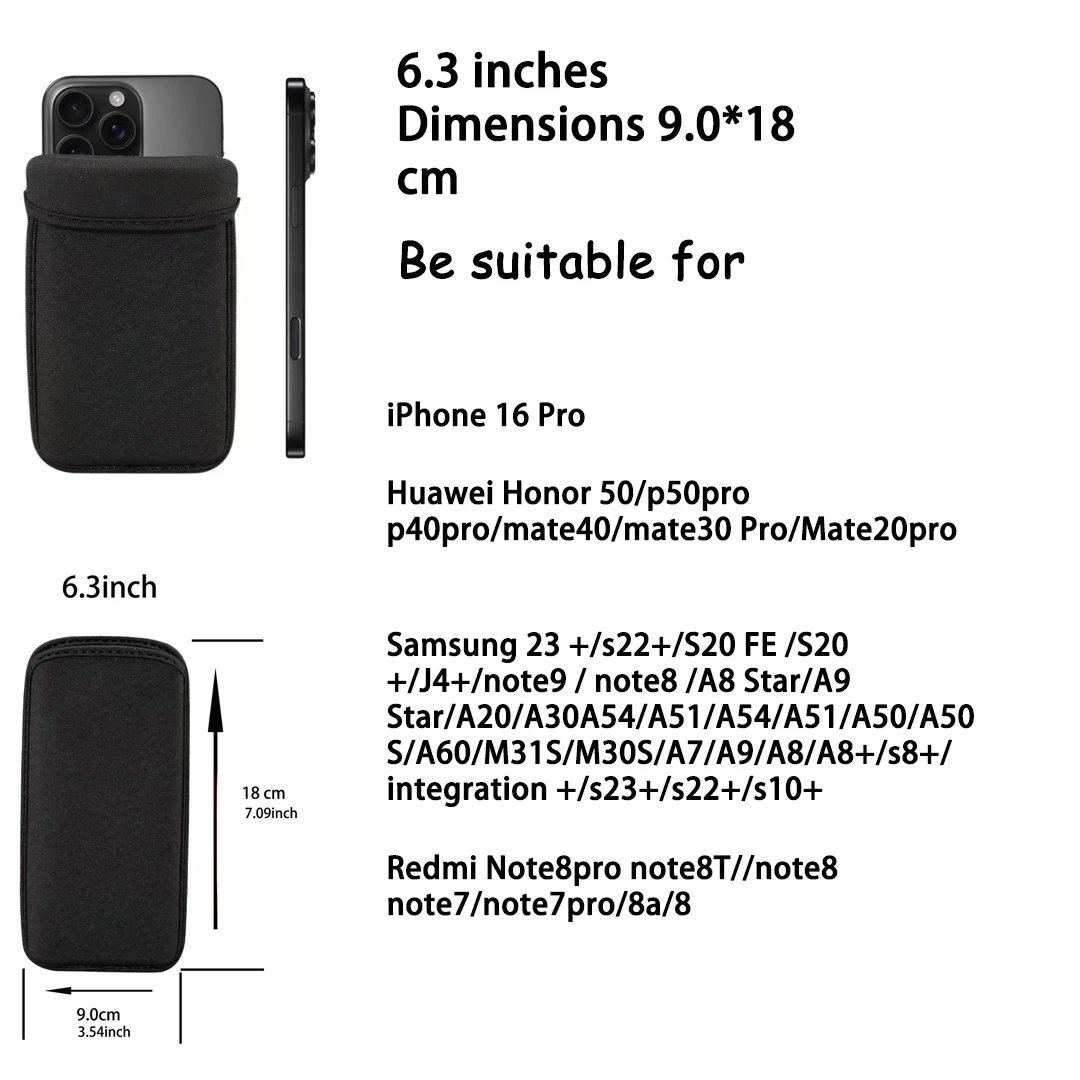 Stoßfeste, staubdichte Handyhülle mit direktem Einsatz und Neopren-Innenfutter für 6–6,5 Zoll große Smartphones – kompatibel mit Apple – Detail 1