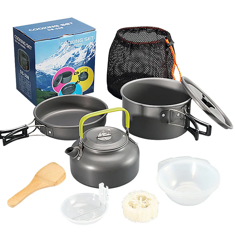 

Camping Cookware Kit Outdoor Cooking Set Aluminum Equipment Outdoor Pot Travel Tableware Kitchen Hiking Picnic BBQ