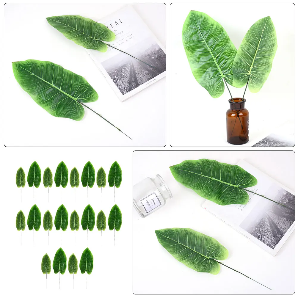 

20Pcs Artificial Leaf Decorations Fake Leaf Adornments Scene Decor Romantic Lifelike Artificial Plant Ornament