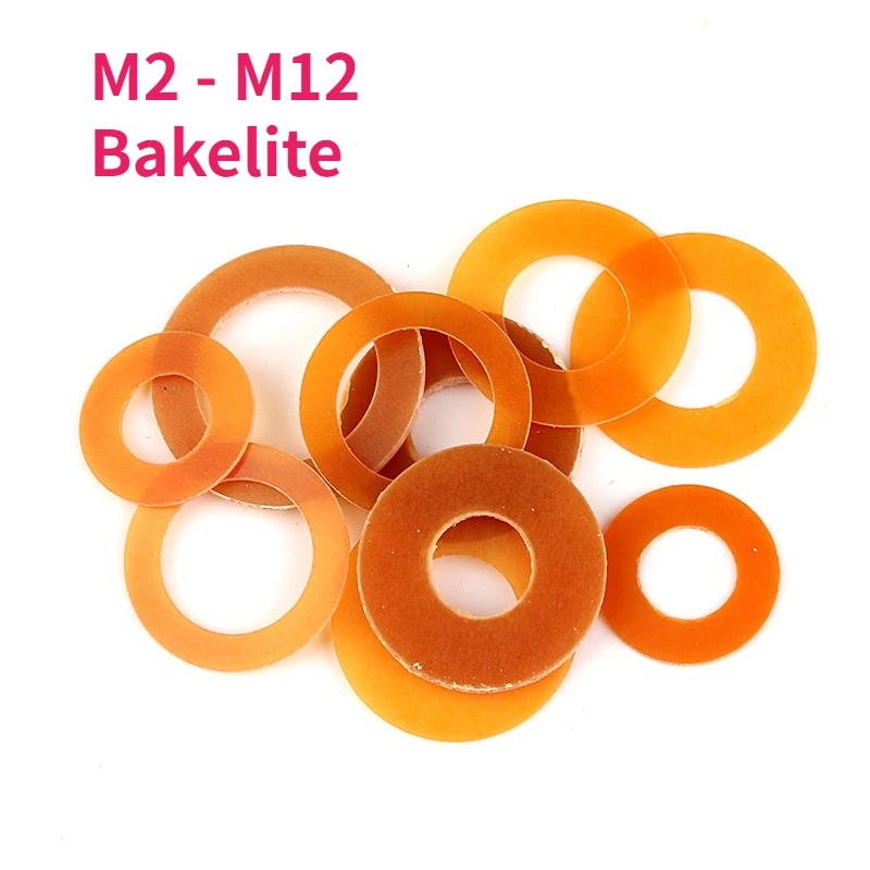 

100/200/500pcs M2 M2.5 M3 M3.5 M4 M5 M6 M7 M8 M8.5 M10 M12 Bakelite Circular High Temperature Resistant Insulating Gasket Washer