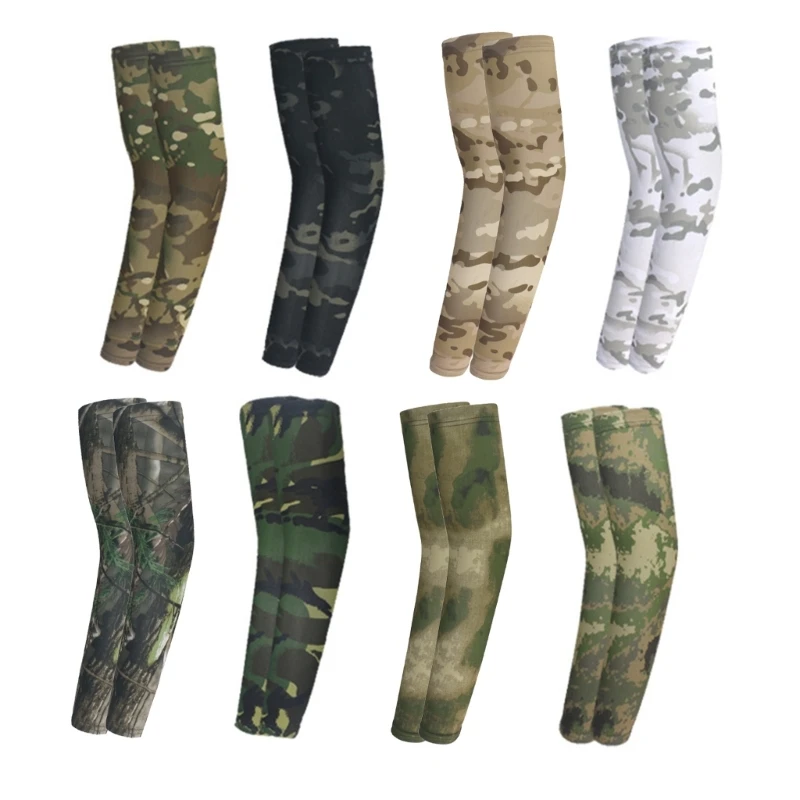 Arm Sleeves for Beach Getaways Cooling Sleeves with Camouflage Pattern Adult Teen Stretchy Cycling Long Cooling Sleeves