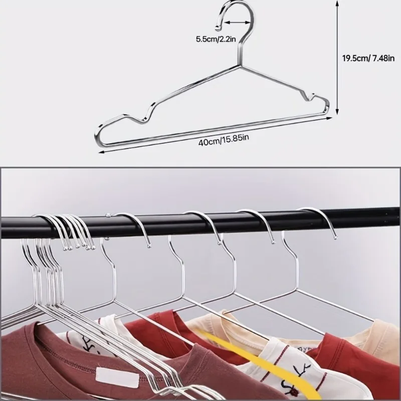 Travel 60pcs Ultra-Thin Hangers Space-Saving Non-Slip Stainless Steel 15.8-Inch Metal Clothes Hangers Wardrobes Garment Storage