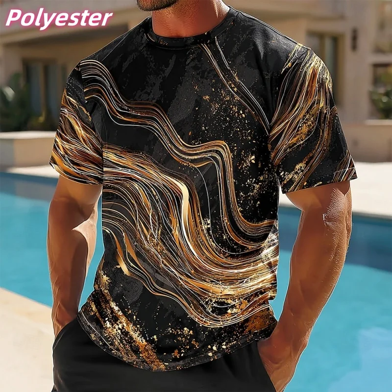 Texture Stripe 3D Printed T-shirt For Men Exquisite Colorful Pattern Tees Summer Casual O-Neck Short-sleeved T Shirts Street Top
