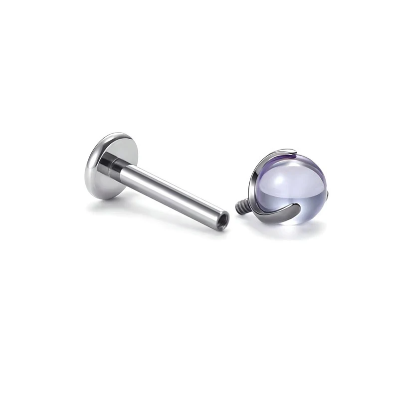 ASTM F136 G23 Titan Labret Piercing Seestern Biene Blatt CZ Push Pin Gewinde 16G Knorpel Körperschmuck – Detail 6