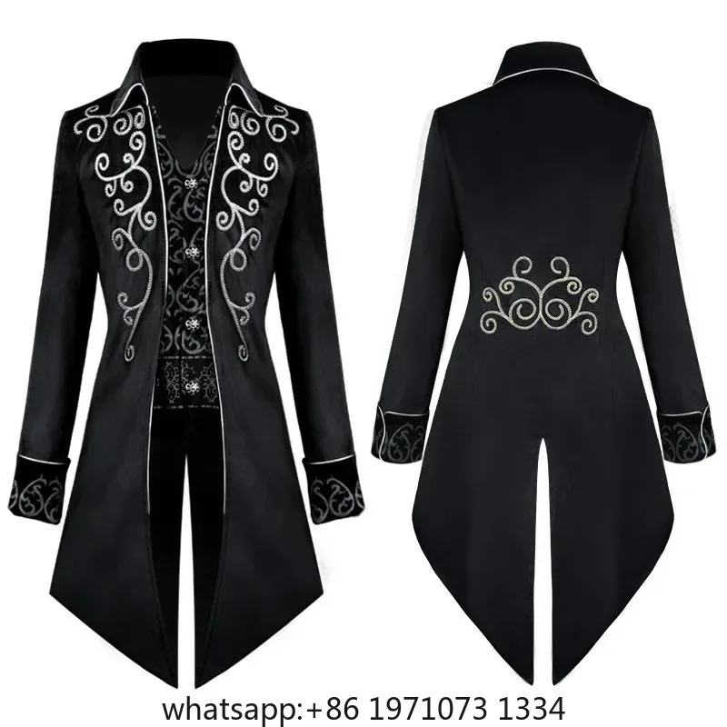 Medieval Tuxedo Steampunk Vintage Victorian Long Sleeve Windbreaker Medieval Vintage Suit Prince Costume For Men