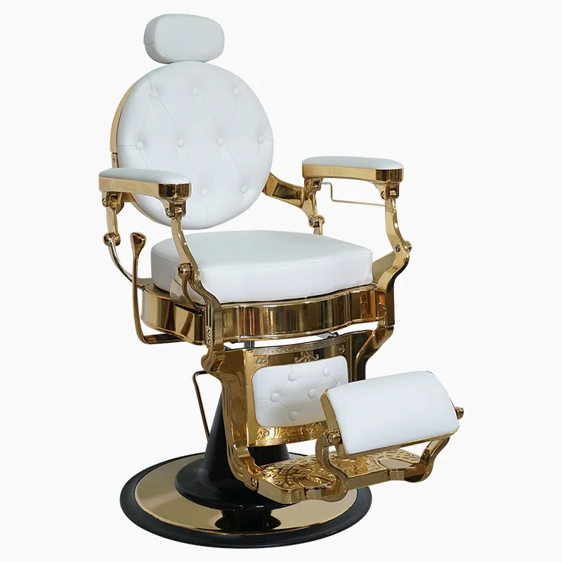 Golden retro barber chair reclining oil head chair