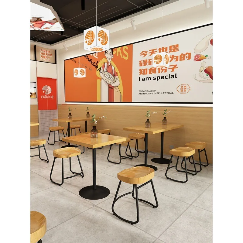 

Modern simple snacks, dessert shop, commercial dining table and chair combination, log wind Japanese food store