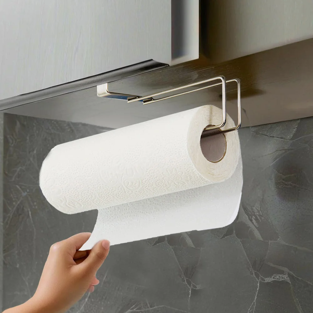 

Stainless Steel Wall Mounted Paper Towel Holder No Drill Adhesive Toilet Roll Holder for Kitchen Bathroom Under CabinetDispenser