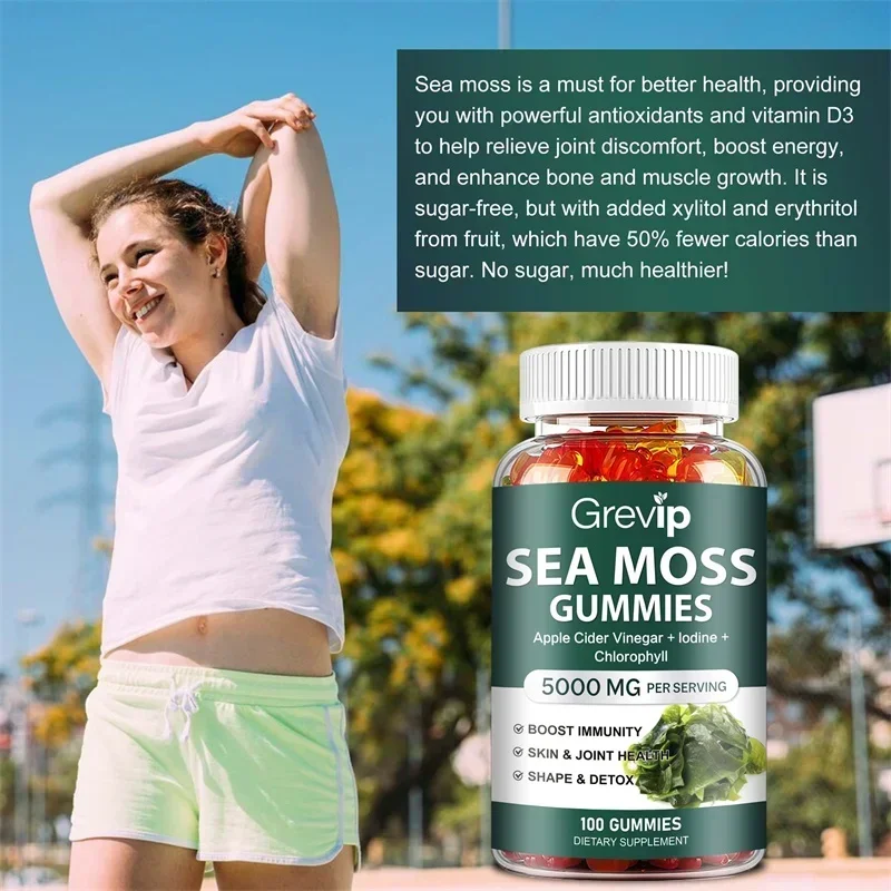 Sea Moss Gummies 5000mg - Immune Support, Skin and Joint Health, Gut Cleansing and Thyroid Function