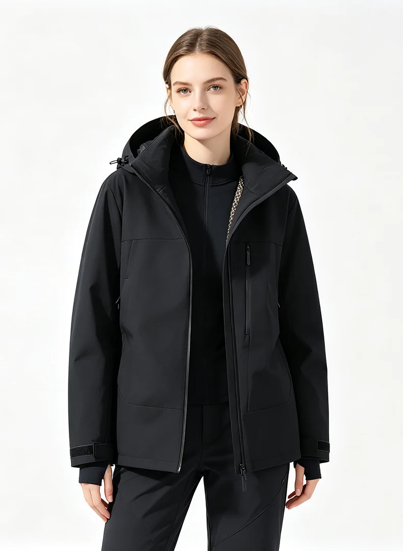 JNLN Damen Winter Thermomantel Wasserdicht Winddicht Warme Wattierte Jacken für Wandern, Camping, Skifahren, Klettern, Windbreaker – Detail 23