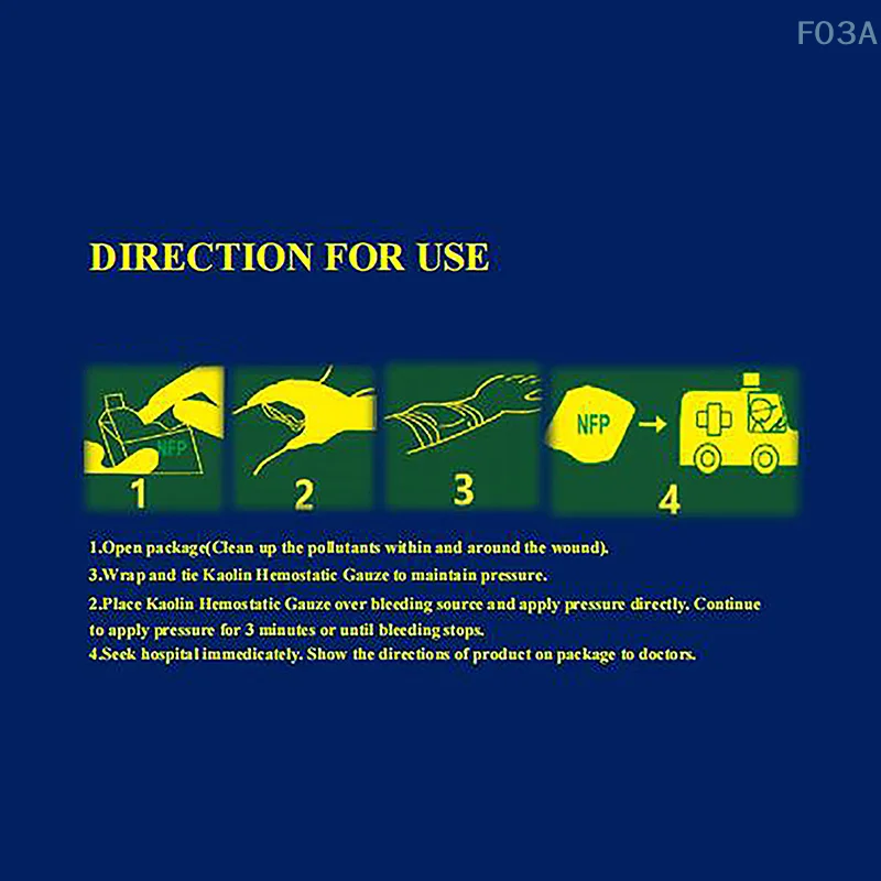 Solúvel para tático hemostático caulim gaze, combate de emergência, kit de primeiros socorros trauma, médico ferida vestir