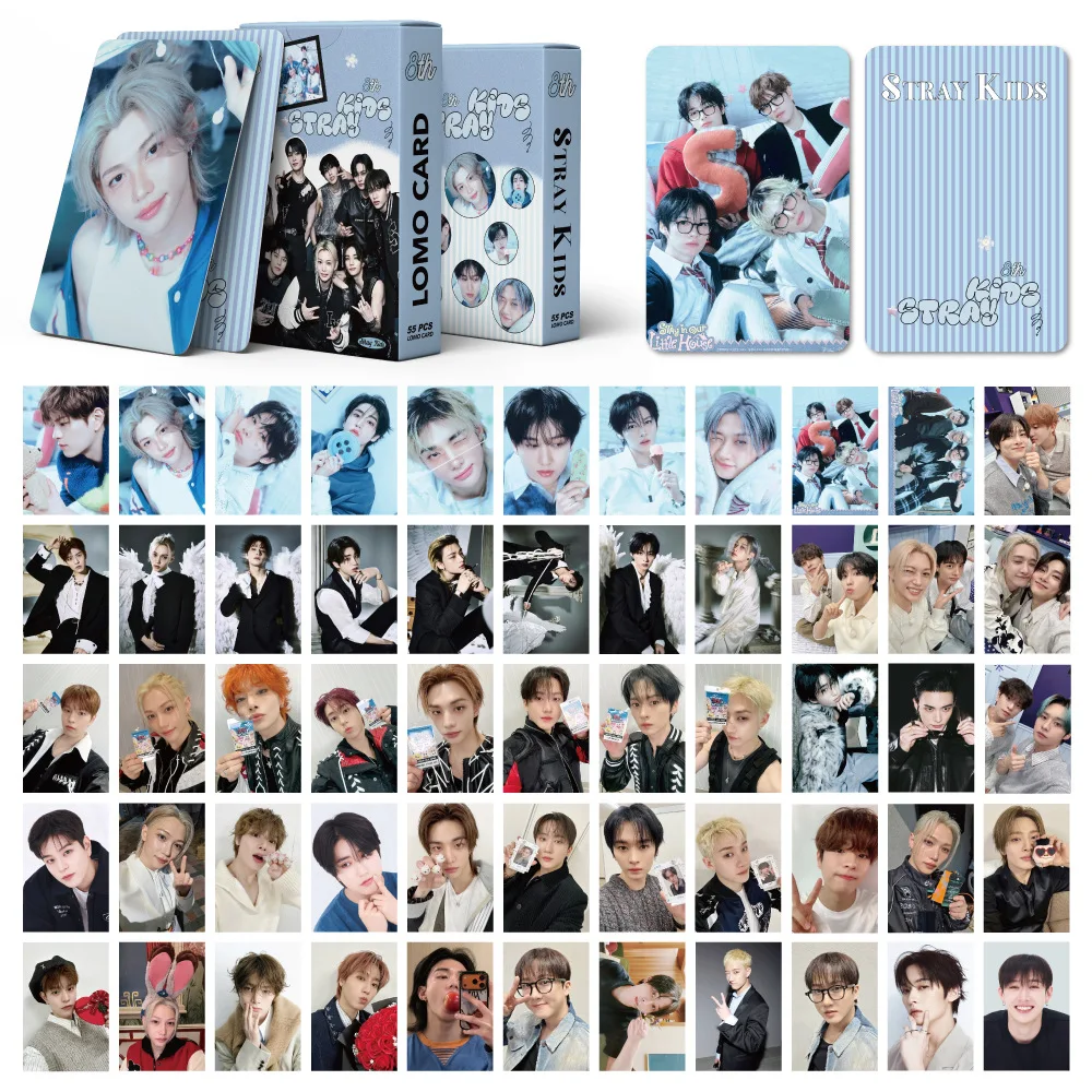 

55Pcs Idol SKZOO Stray Kids New Series 6TH FANMEETING Lomo Cards Postcards Felix HyunJin Fans Gifts