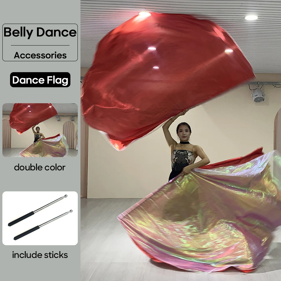 Belly Dance Accessories Dancing Flags For Adult Performance Carnival Semi-Circular Flag Scarf Praise with Telescopic Sticks