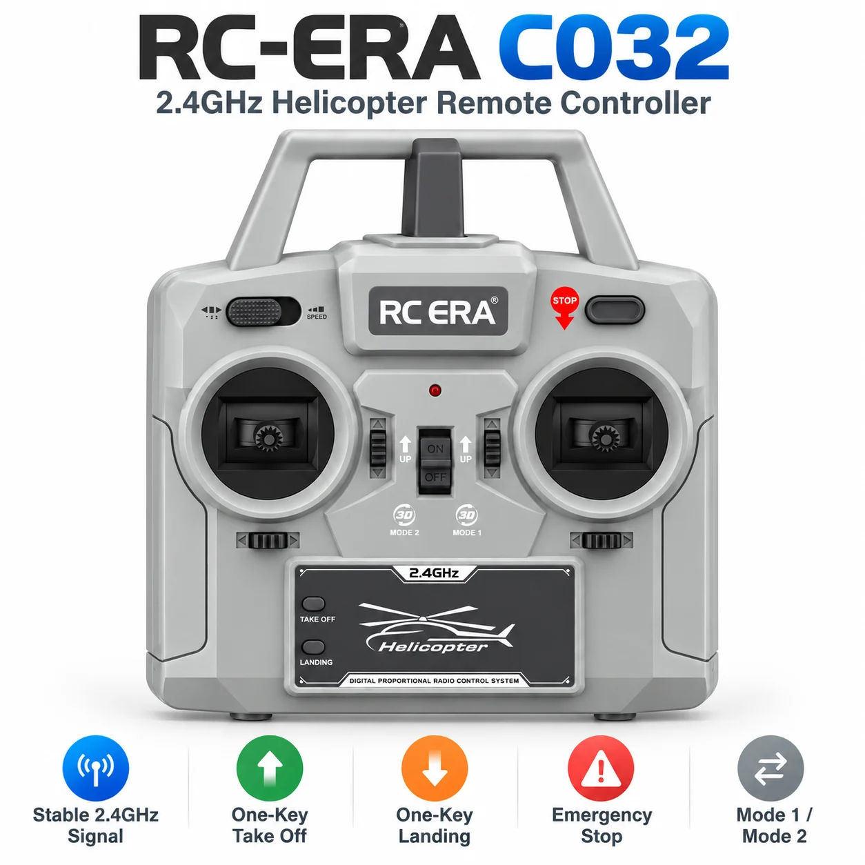 RC‑ERA C032 Transmitter 2.4G 6CH Remote Controller One‑Click 3D Inverted Flight for C032 UH‑1 Huey RC Helicopter Spare Part
