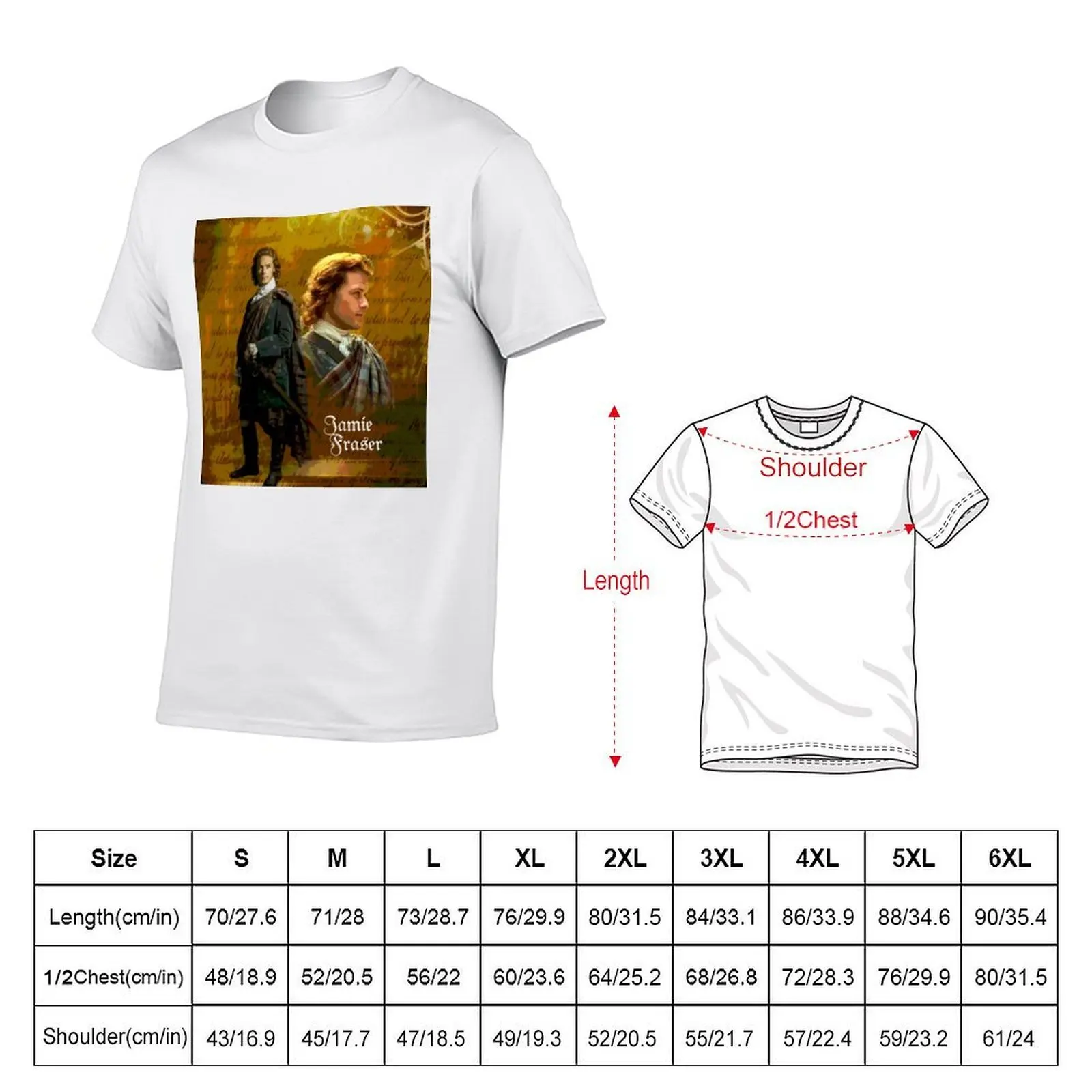 Jamie Fraser/Outlander T-Shirt graphic t shirts Short sleeve tee shirts graphic tee men