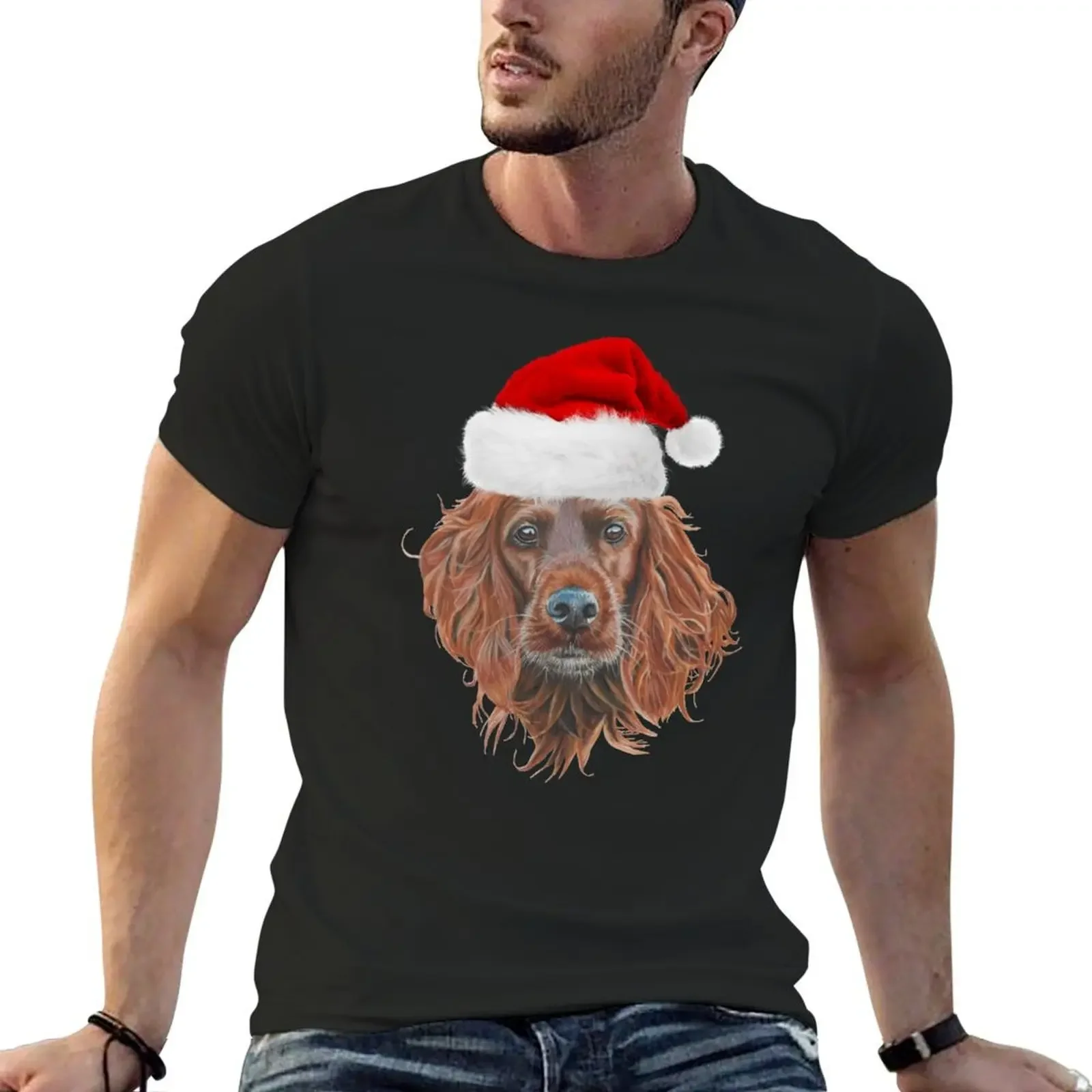 Christmas Irish Setter T-Shirt graphic shirts cute clothes customizeds rapper graphic tees men workout shirt