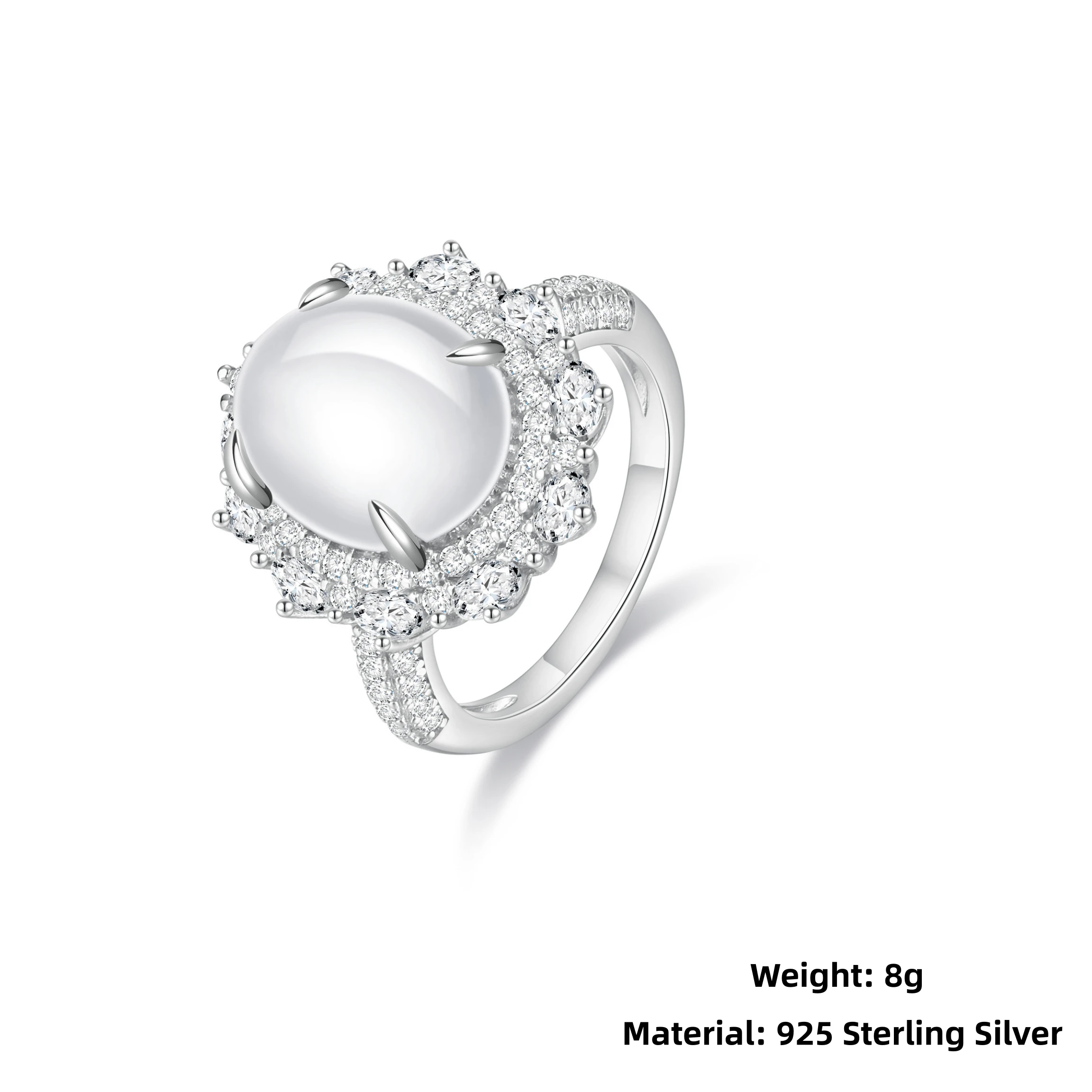 Wenxin marca feminina pombo ovo anel ag 925 prata esterlina certificado branco jade polpa diamante incrustado anel jóias finas