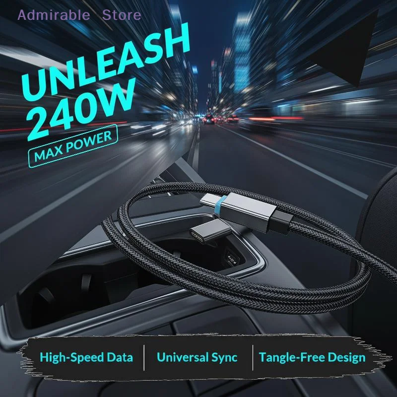 [W]PD 240W USB Type C Fast Charging Cable No Delay Data Transfer Cord for  File Transfer Gaming Use
