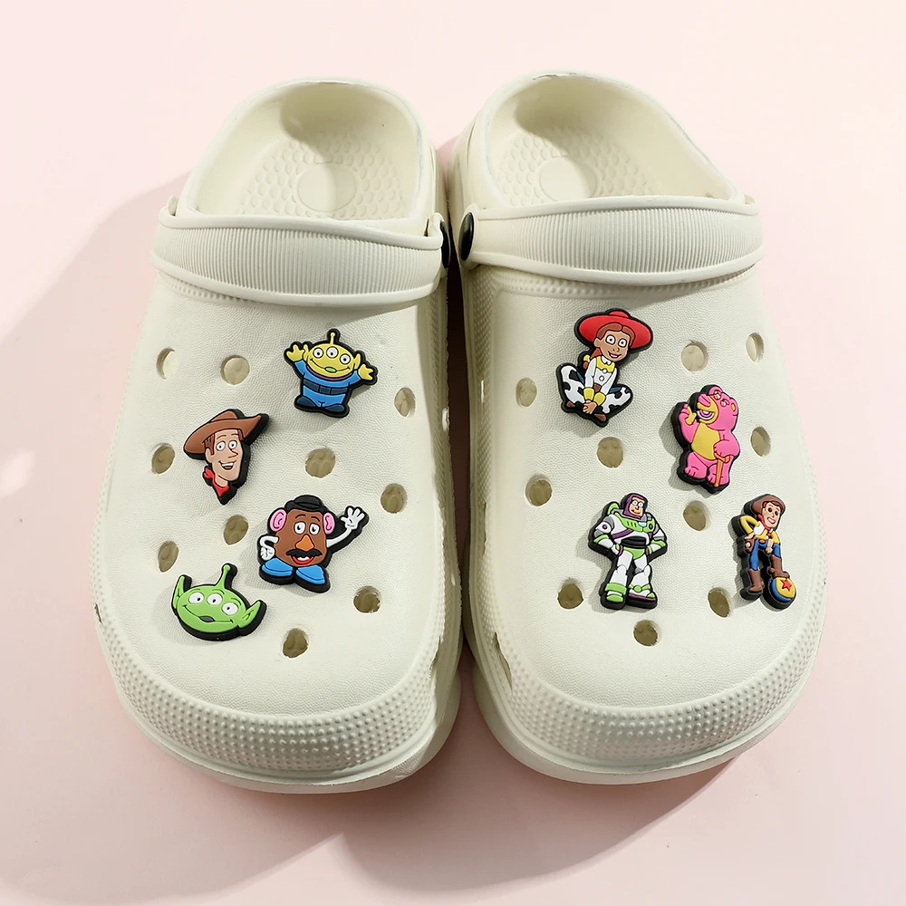 New Cartoon Shoe Accessories Cute Buckle Buzz Lightyear Jessie Shoes Flower Decorative Anime Figures Shoes Buckle